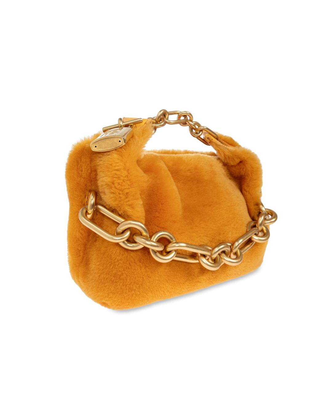 BALMAIN Оранжевая меховая сумка с короткими ручками, фото 2