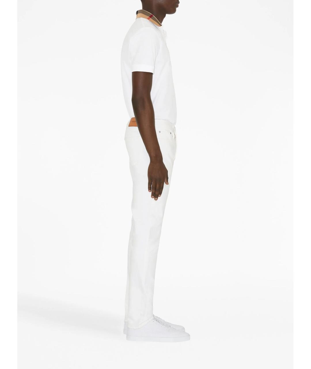 BURBERRY Белое хлопковое поло с коротким рукавом, фото 3