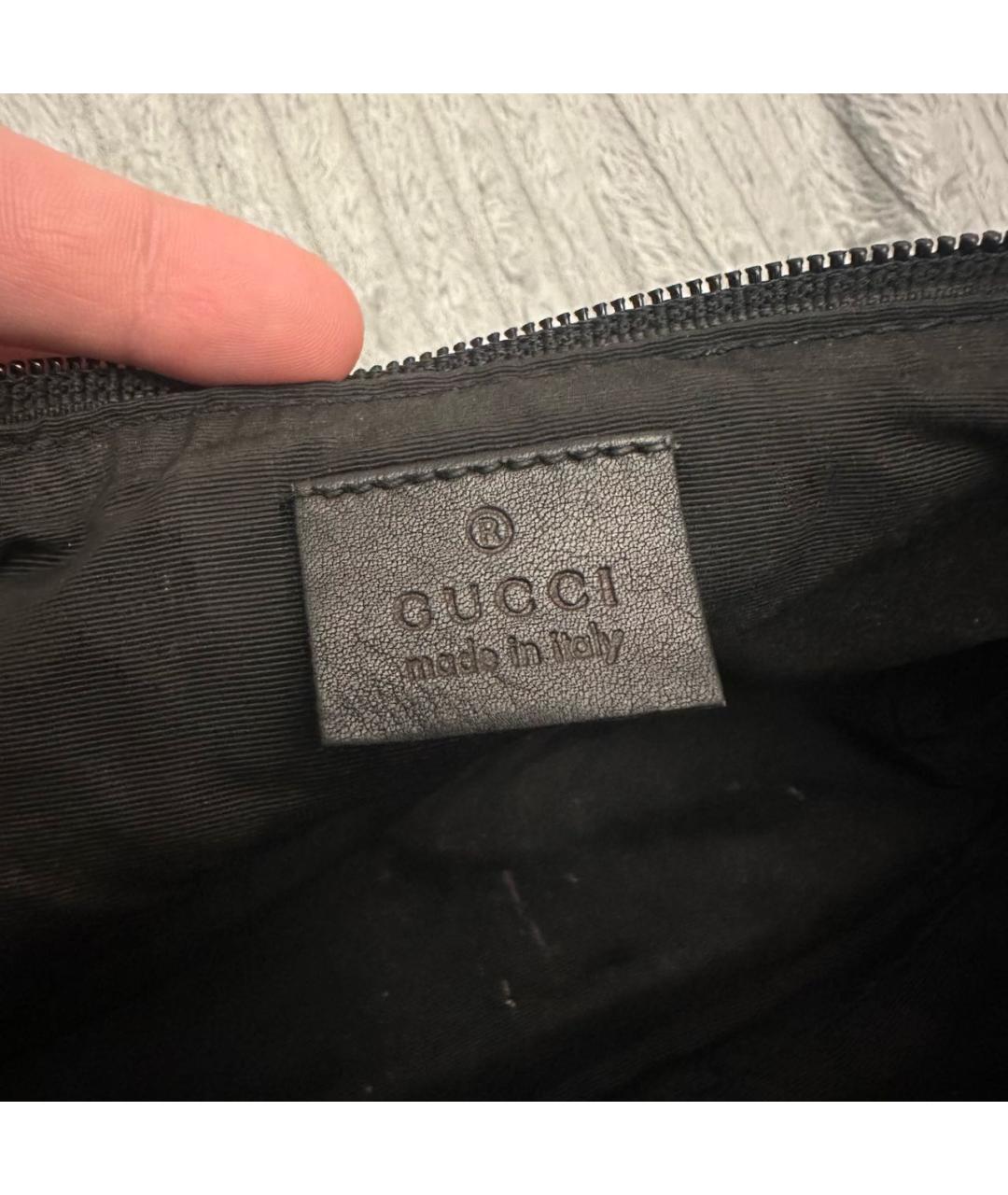 GUCCI Антрацитовая тканевая сумка с короткими ручками, фото 5