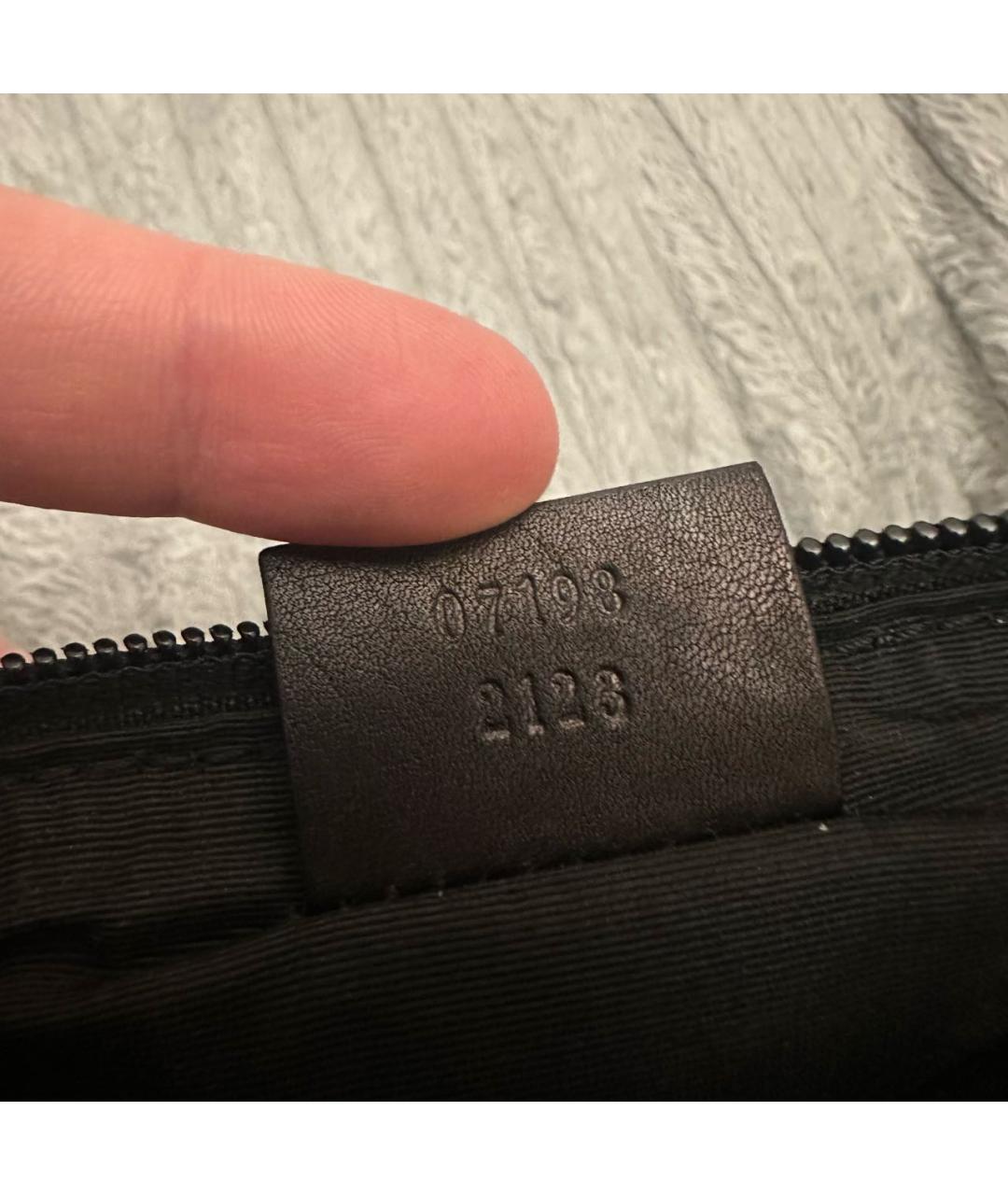 GUCCI Антрацитовая тканевая сумка с короткими ручками, фото 6