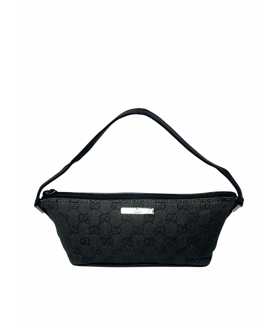 GUCCI Антрацитовая тканевая сумка с короткими ручками, фото 1