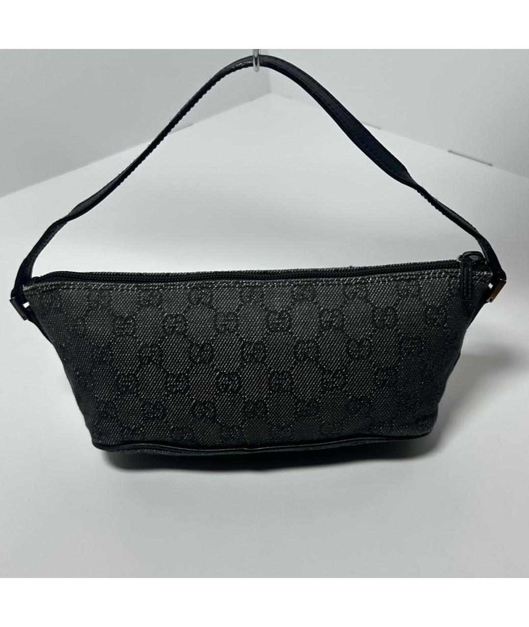 GUCCI Антрацитовая тканевая сумка с короткими ручками, фото 2