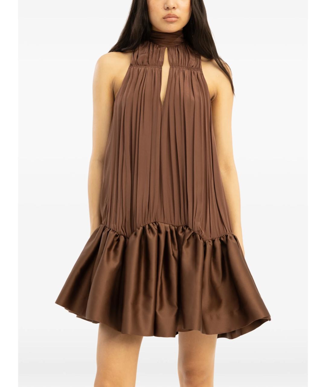 ROTATE Коричневое вискозное вечернее платье, фото 4