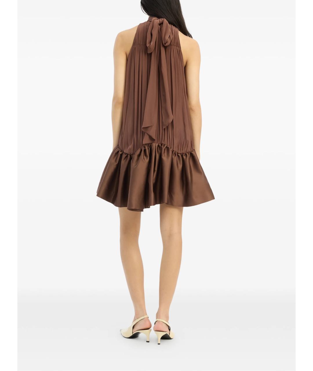 ROTATE Коричневое вискозное вечернее платье, фото 3