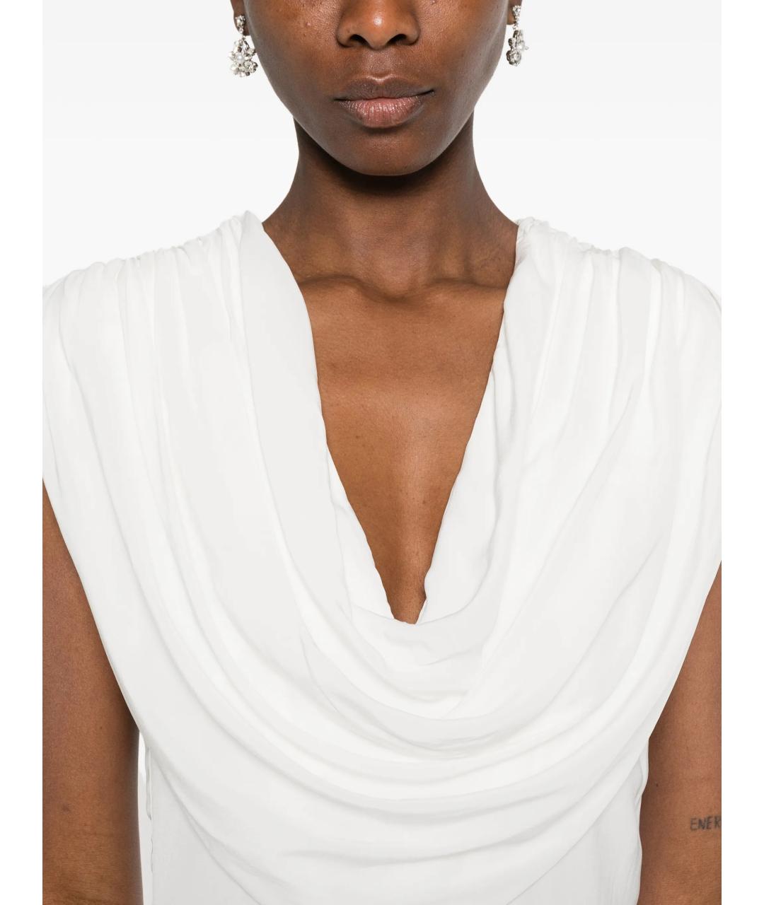 ROTATE Белое полиэстеровое вечернее платье, фото 5