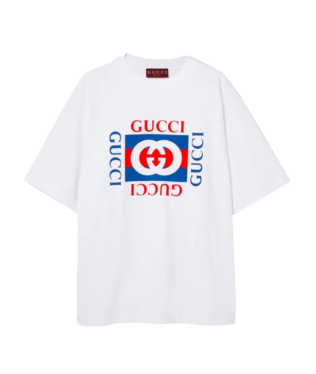 GUCCI Белая хлопковая футболка, фото 1