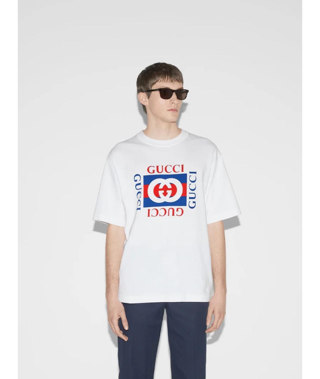 GUCCI Белая хлопковая футболка, фото 3