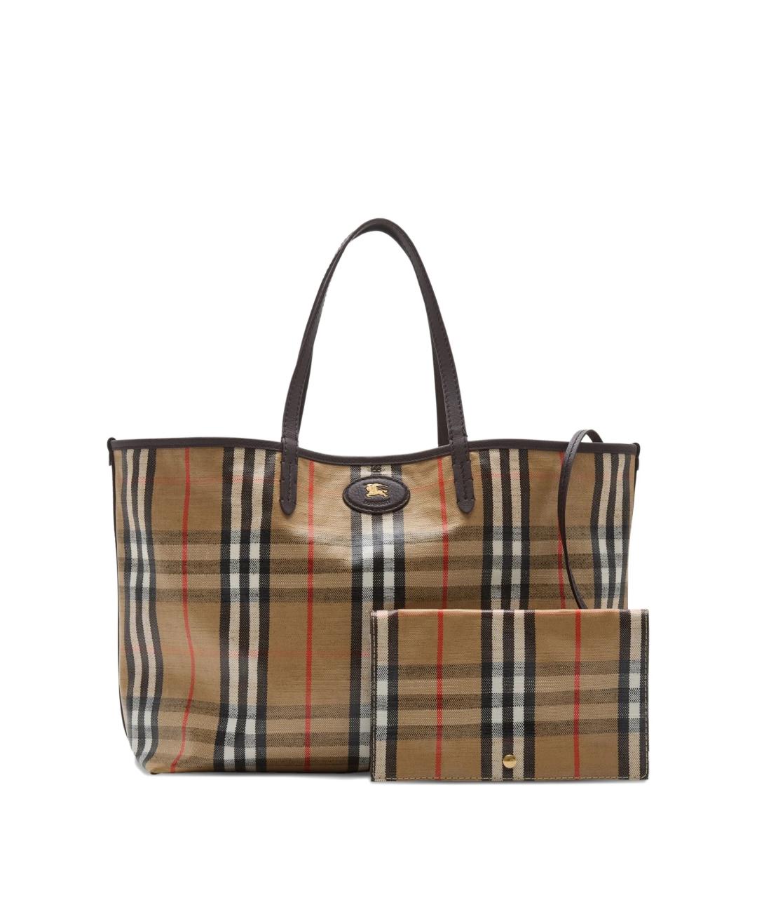 BURBERRY Коричневая хлопковая сумка тоут, фото 6