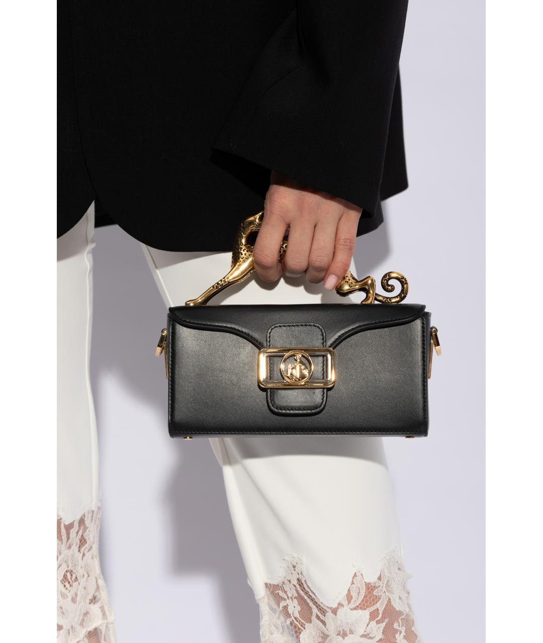 LANVIN Черная кожаная сумка с короткими ручками, фото 4