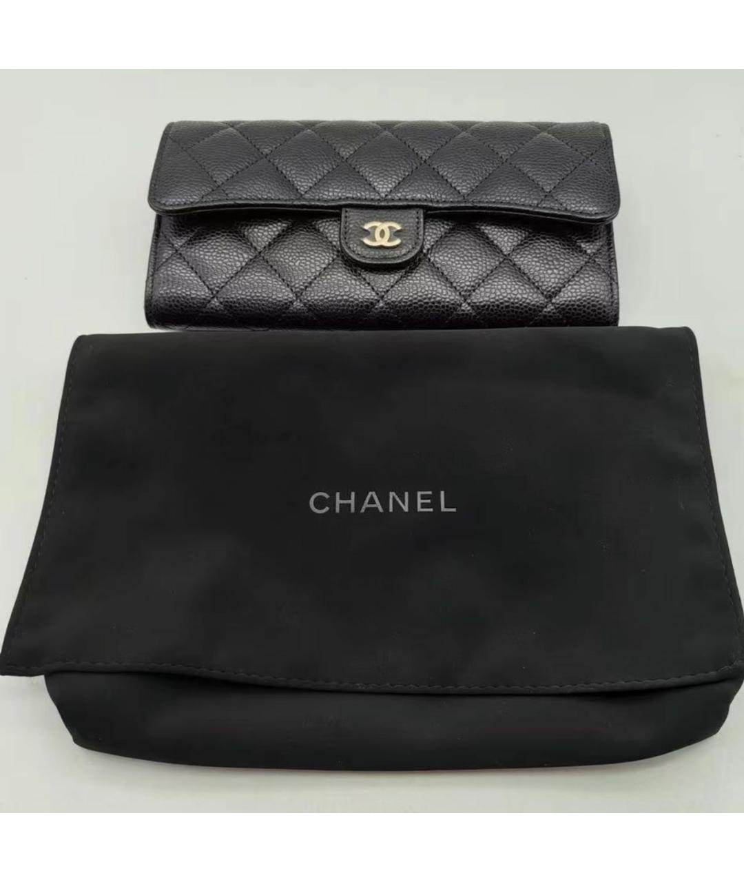 CHANEL Черный кожаный кошелек, фото 5