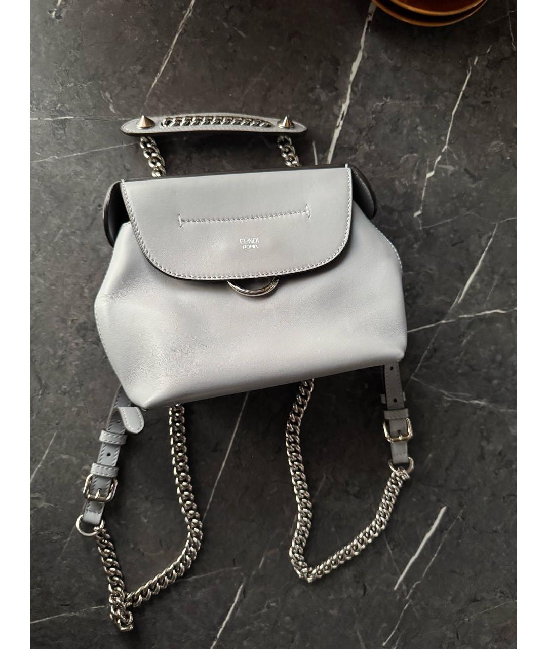 FENDI Голубой кожаный рюкзак, фото 9