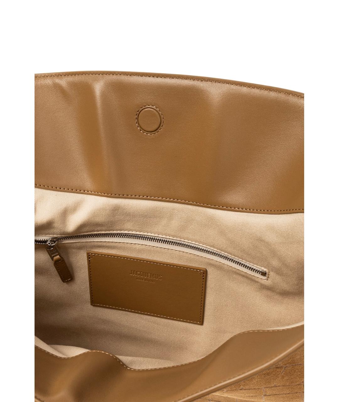 JACQUEMUS Бежевая замшевая сумка через плечо, фото 5