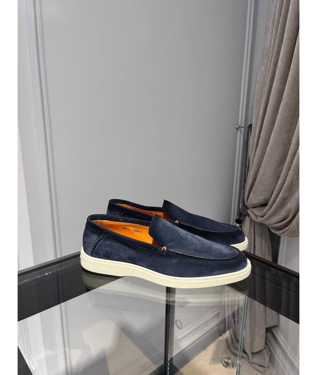 SANTONI Синие замшевые лоферы, фото 2