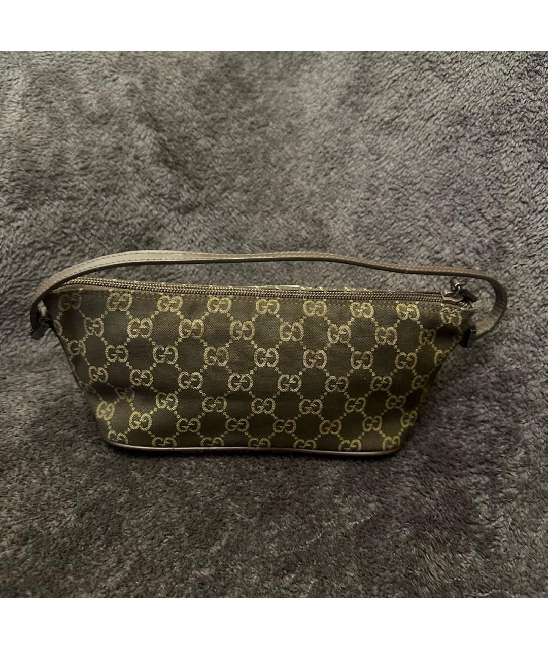 GUCCI Коричневая тканевая сумка с короткими ручками, фото 3