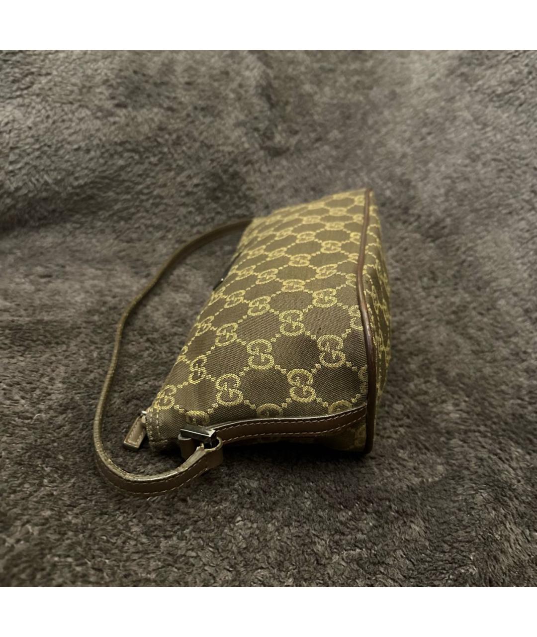 GUCCI Коричневая тканевая сумка с короткими ручками, фото 6