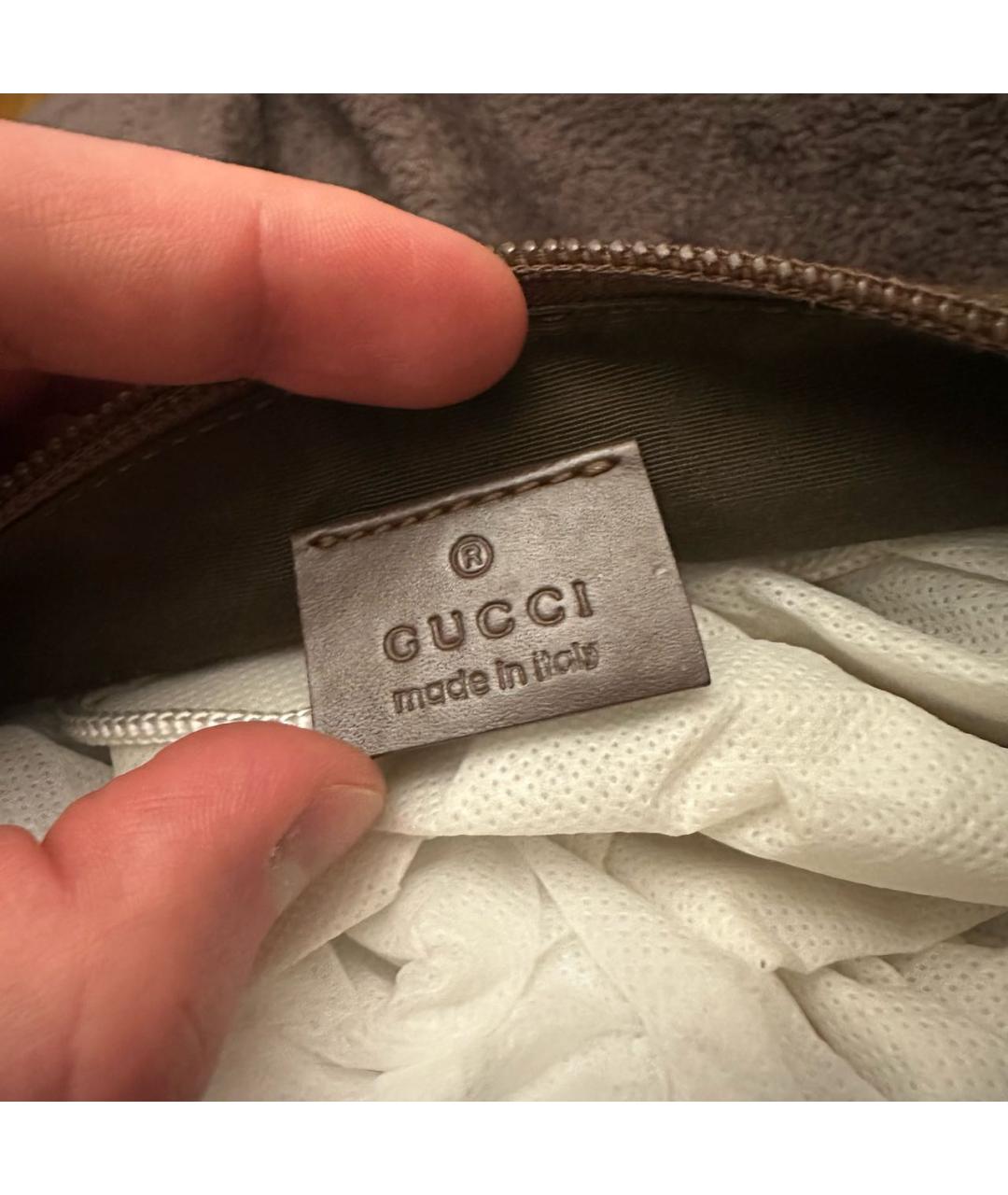 GUCCI Коричневая тканевая сумка с короткими ручками, фото 7