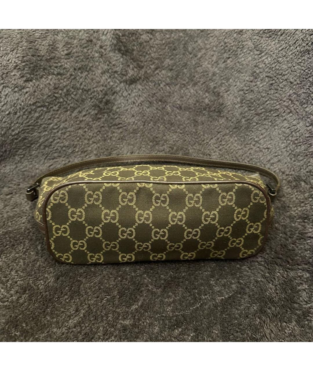 GUCCI Коричневая тканевая сумка с короткими ручками, фото 4