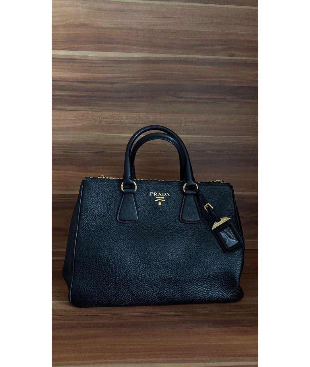 PRADA Черная кожаная сумка тоут, фото 9