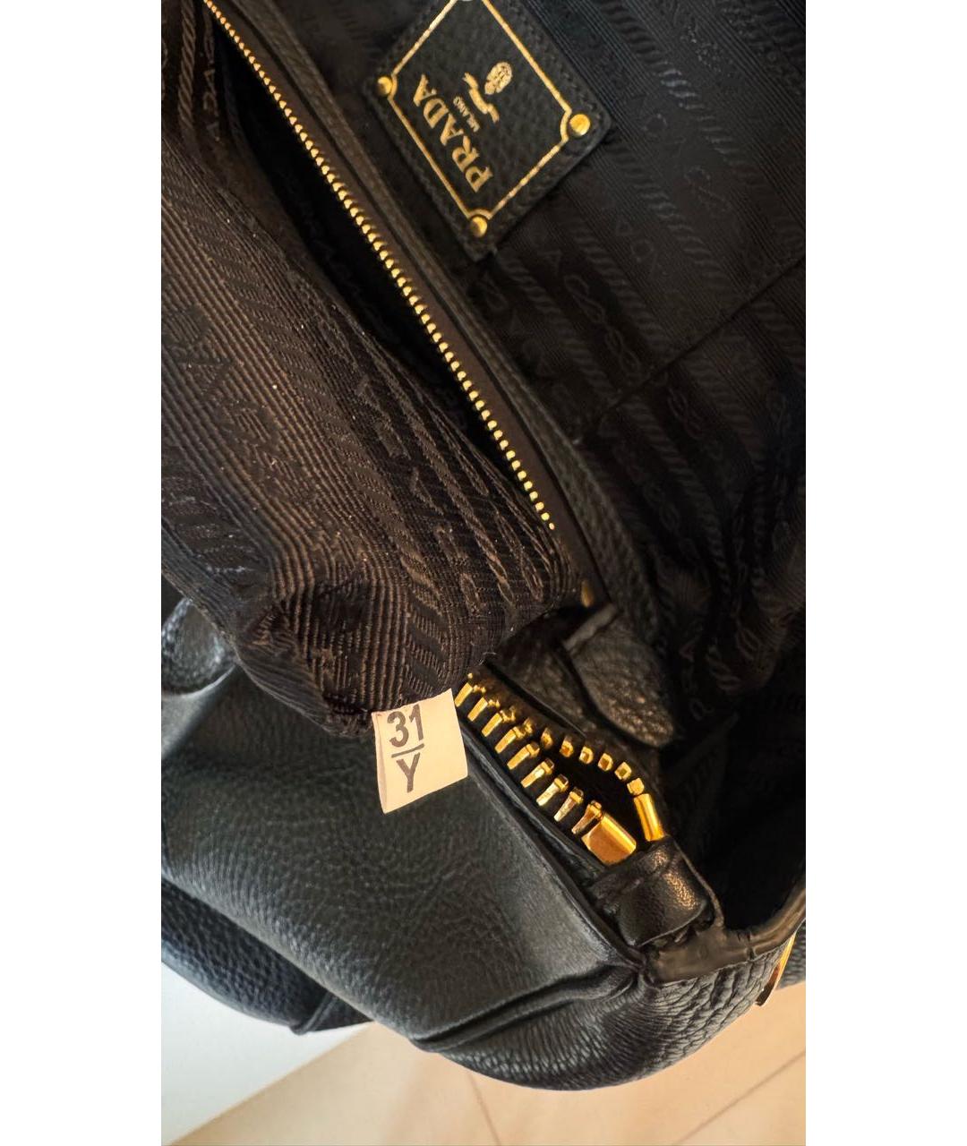 PRADA Черная кожаная сумка тоут, фото 8