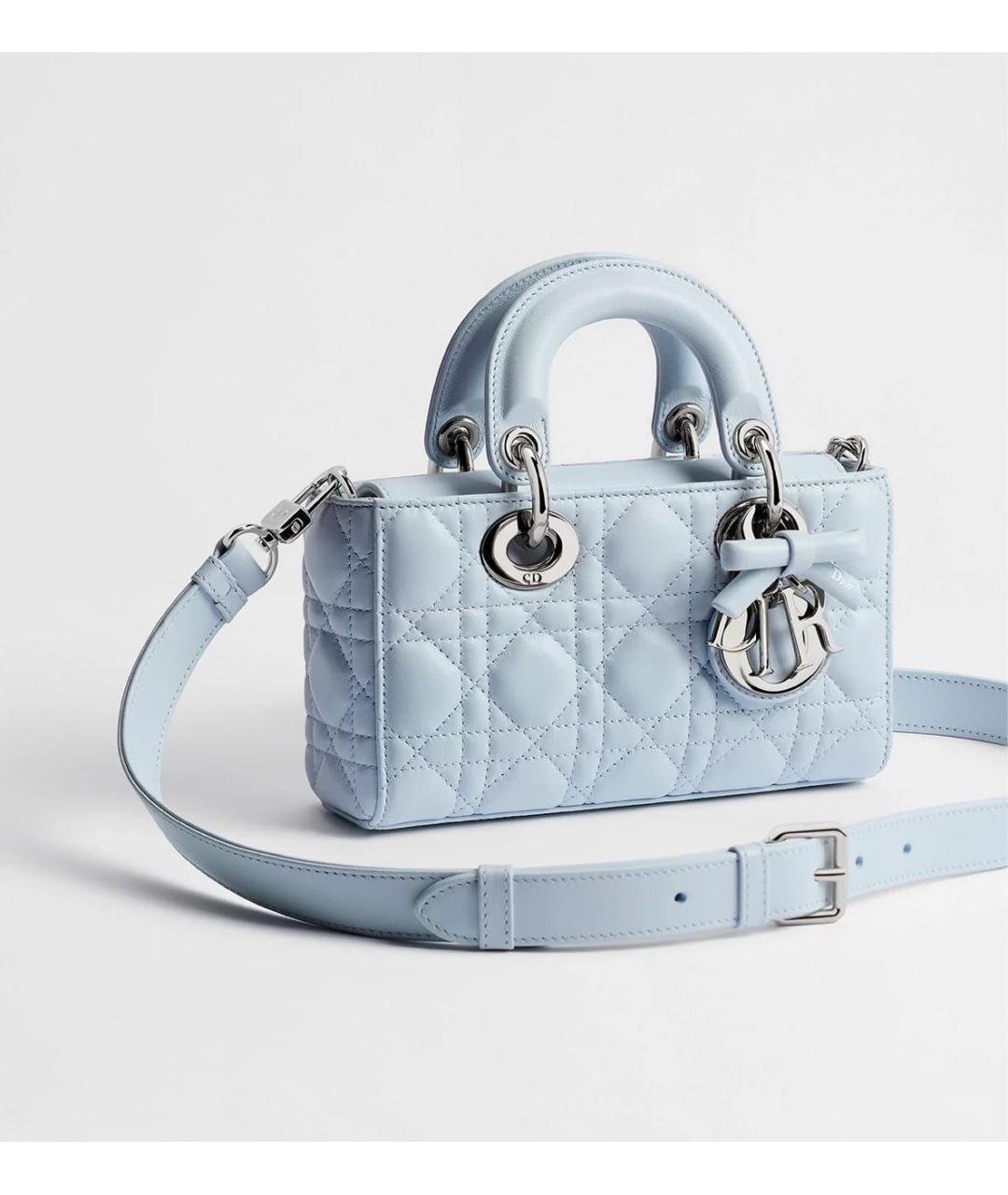 CHRISTIAN DIOR Голубая кожаная сумка через плечо, фото 4