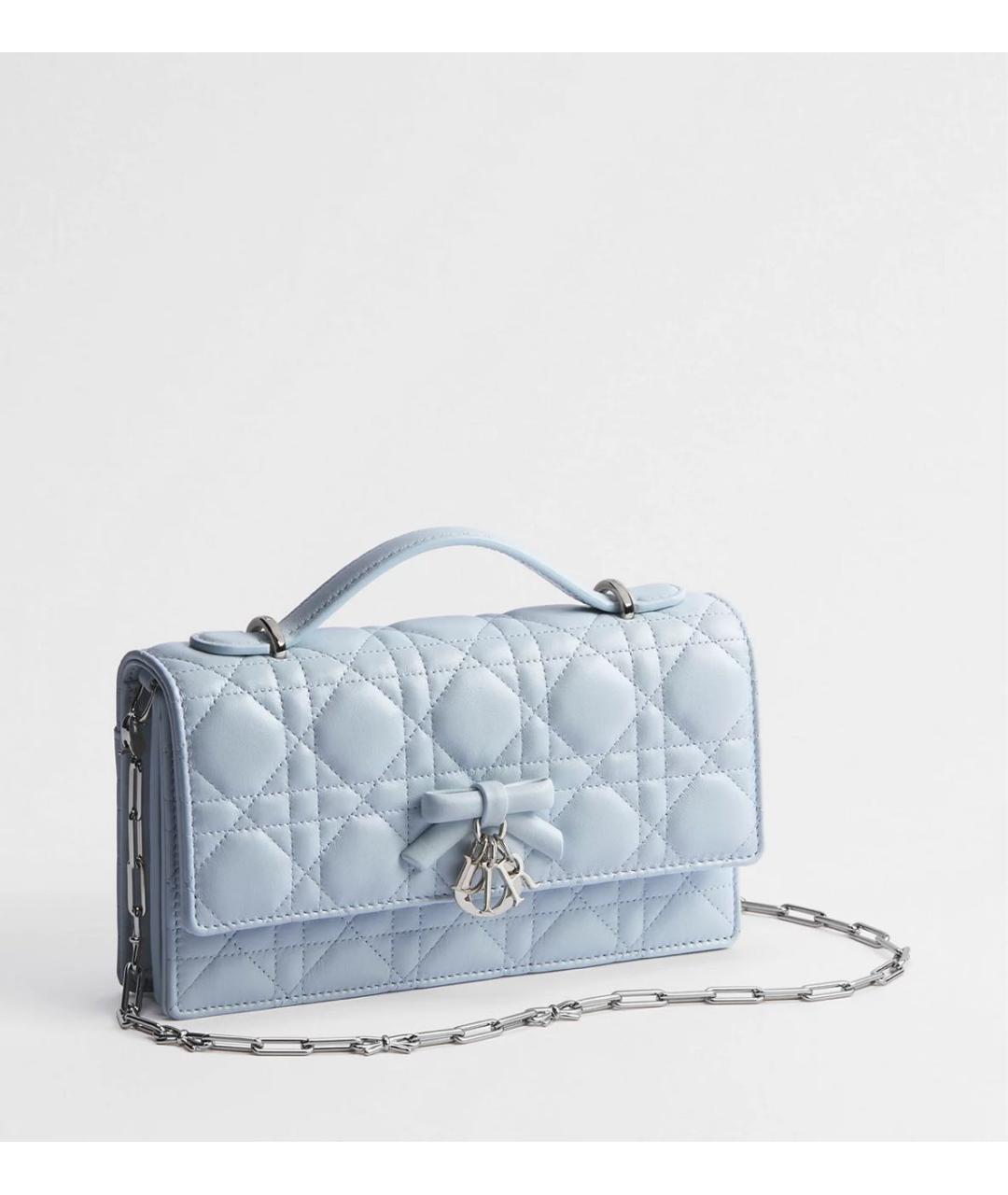CHRISTIAN DIOR Голубая кожаная сумка через плечо, фото 2