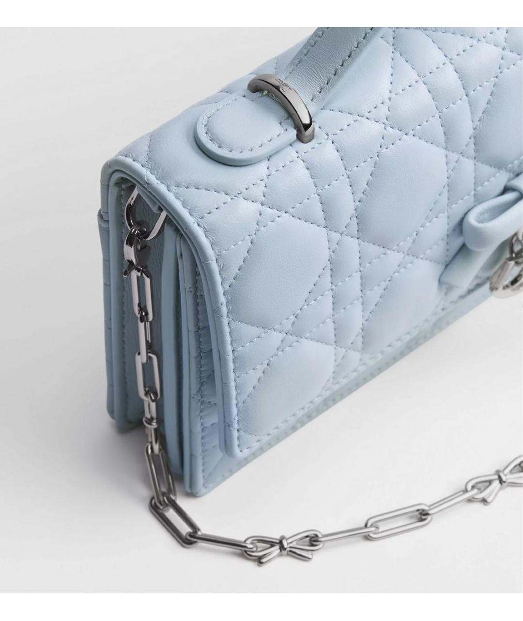 CHRISTIAN DIOR Голубая кожаная сумка через плечо, фото 4