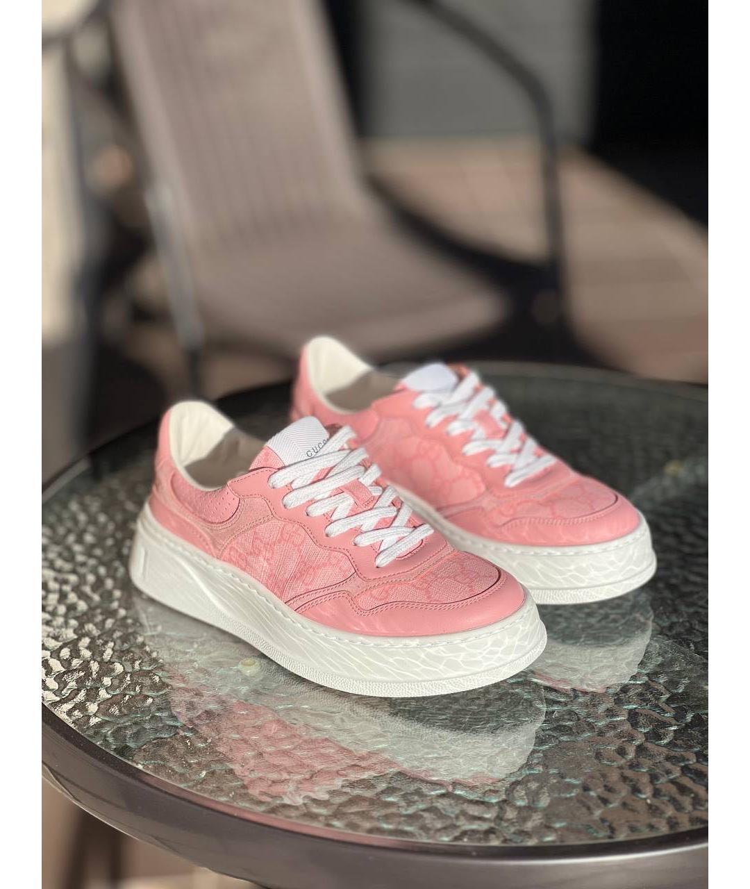 GUCCI Розовые кожаные кеды, фото 2