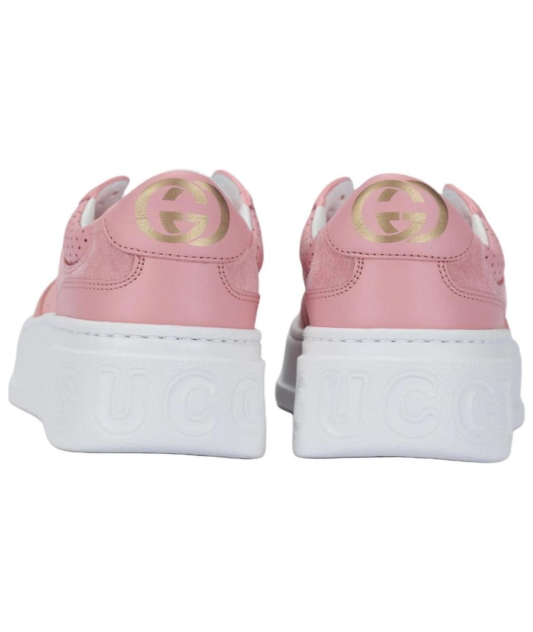 GUCCI Розовые кожаные кеды, фото 4