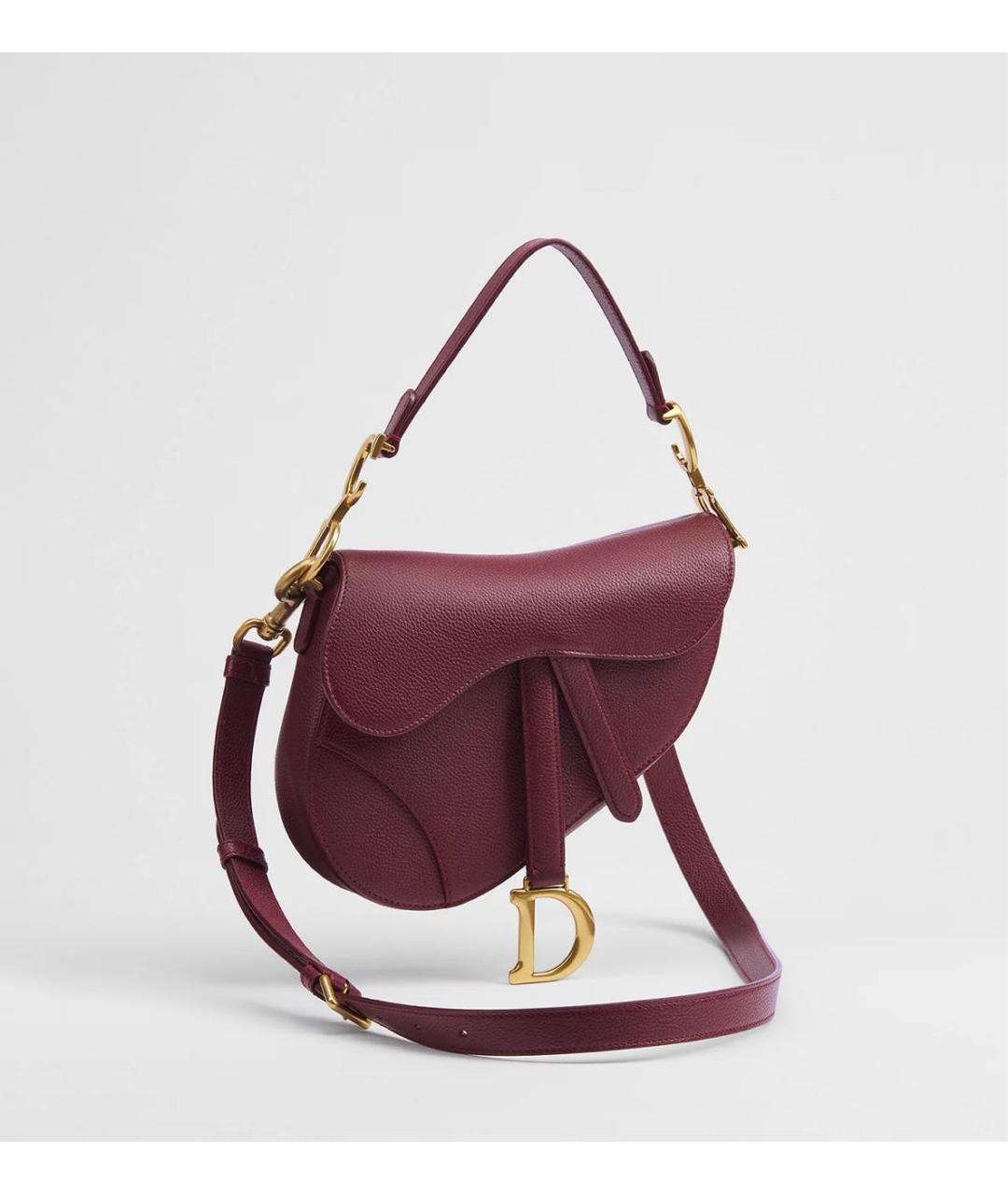 CHRISTIAN DIOR Бордовая кожаная сумка через плечо, фото 3