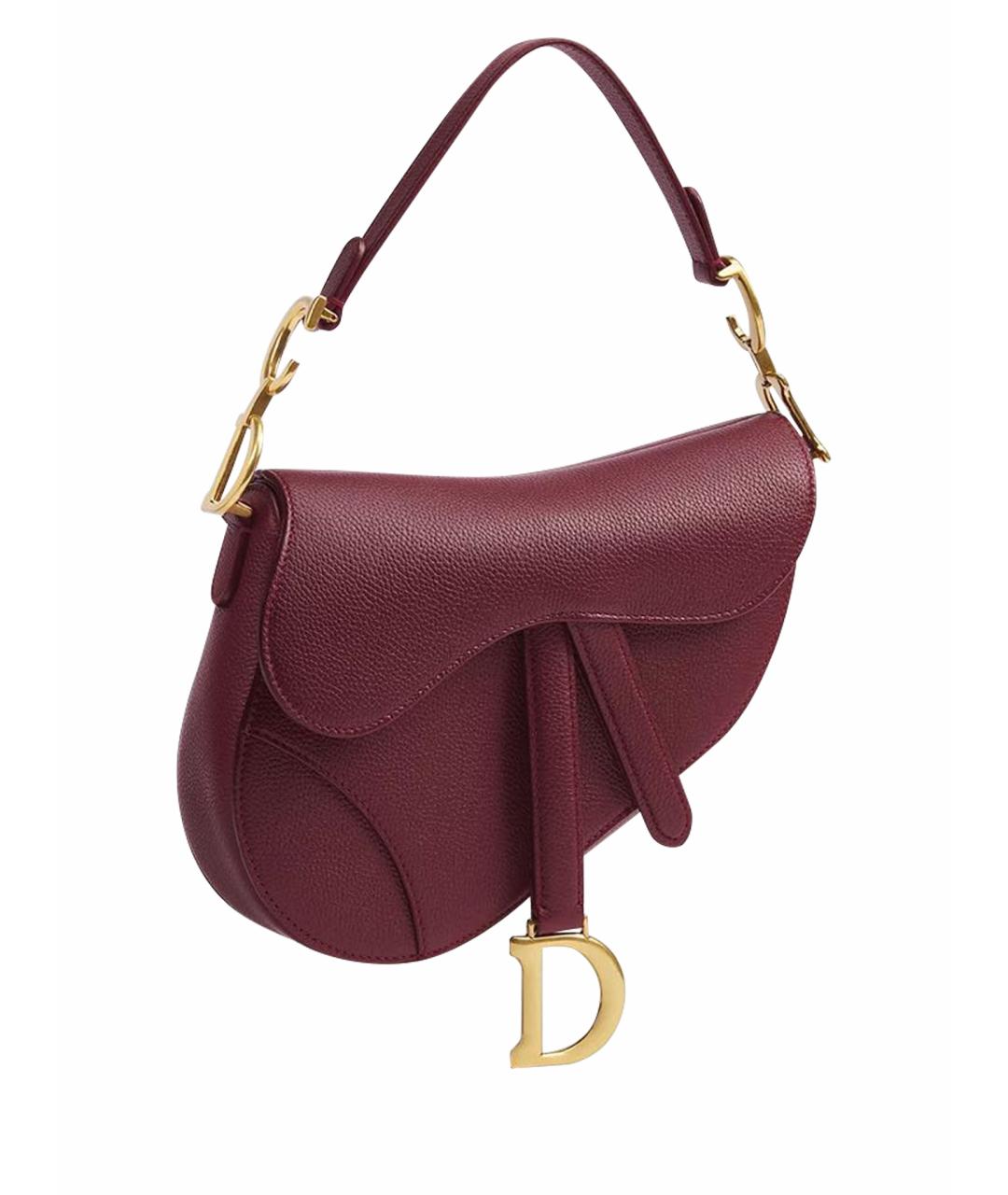 CHRISTIAN DIOR Бордовая кожаная сумка через плечо, фото 1