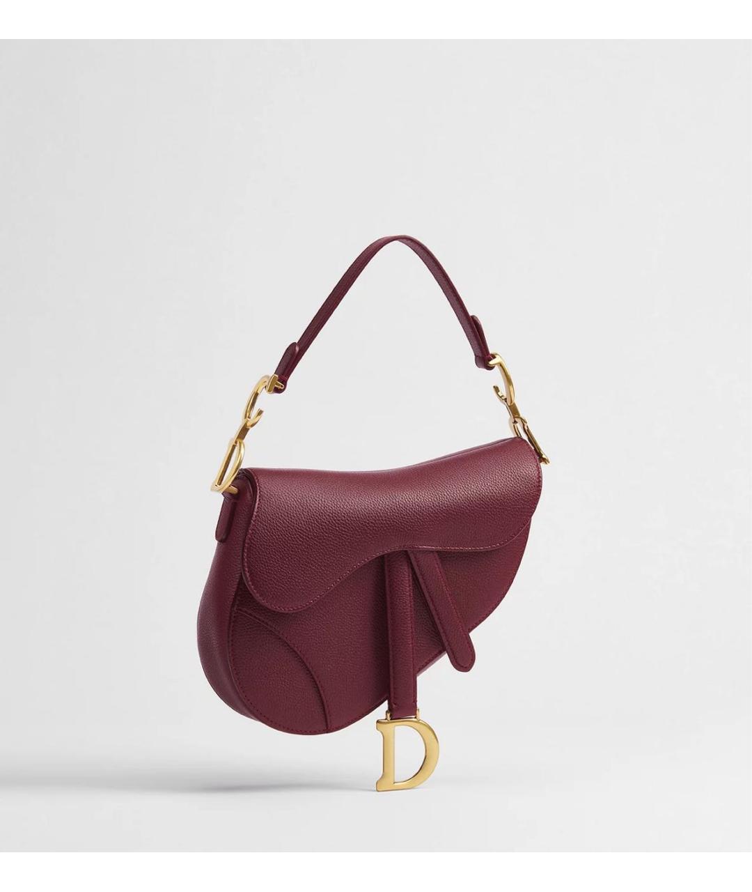 CHRISTIAN DIOR Бордовая кожаная сумка через плечо, фото 5