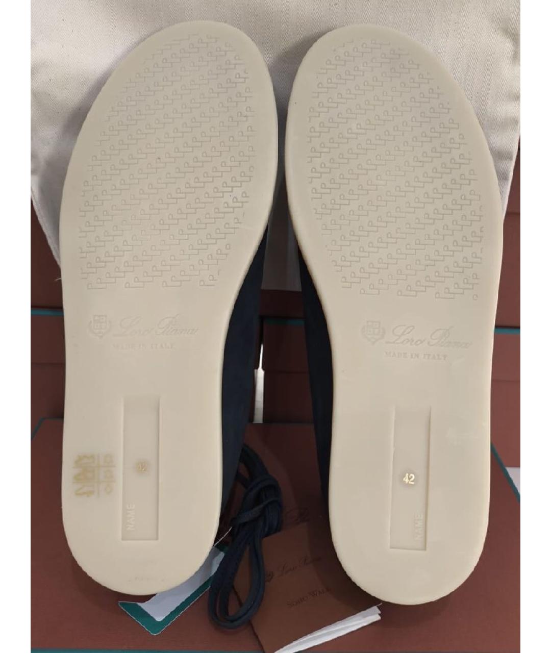 LORO PIANA Темно-синие нубуковые лоферы, фото 6