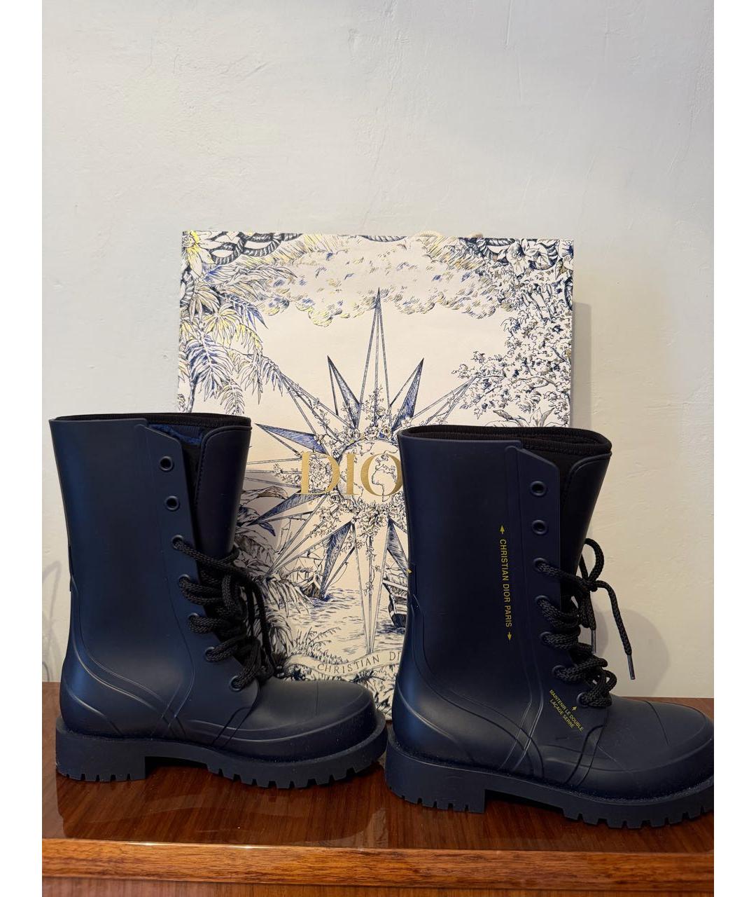 CHRISTIAN DIOR Темно-синие резиновые сапоги, фото 2