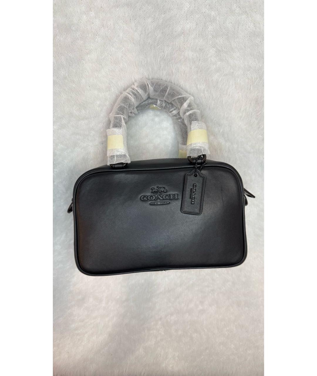 COACH Черная кожаная сумка с короткими ручками, фото 2
