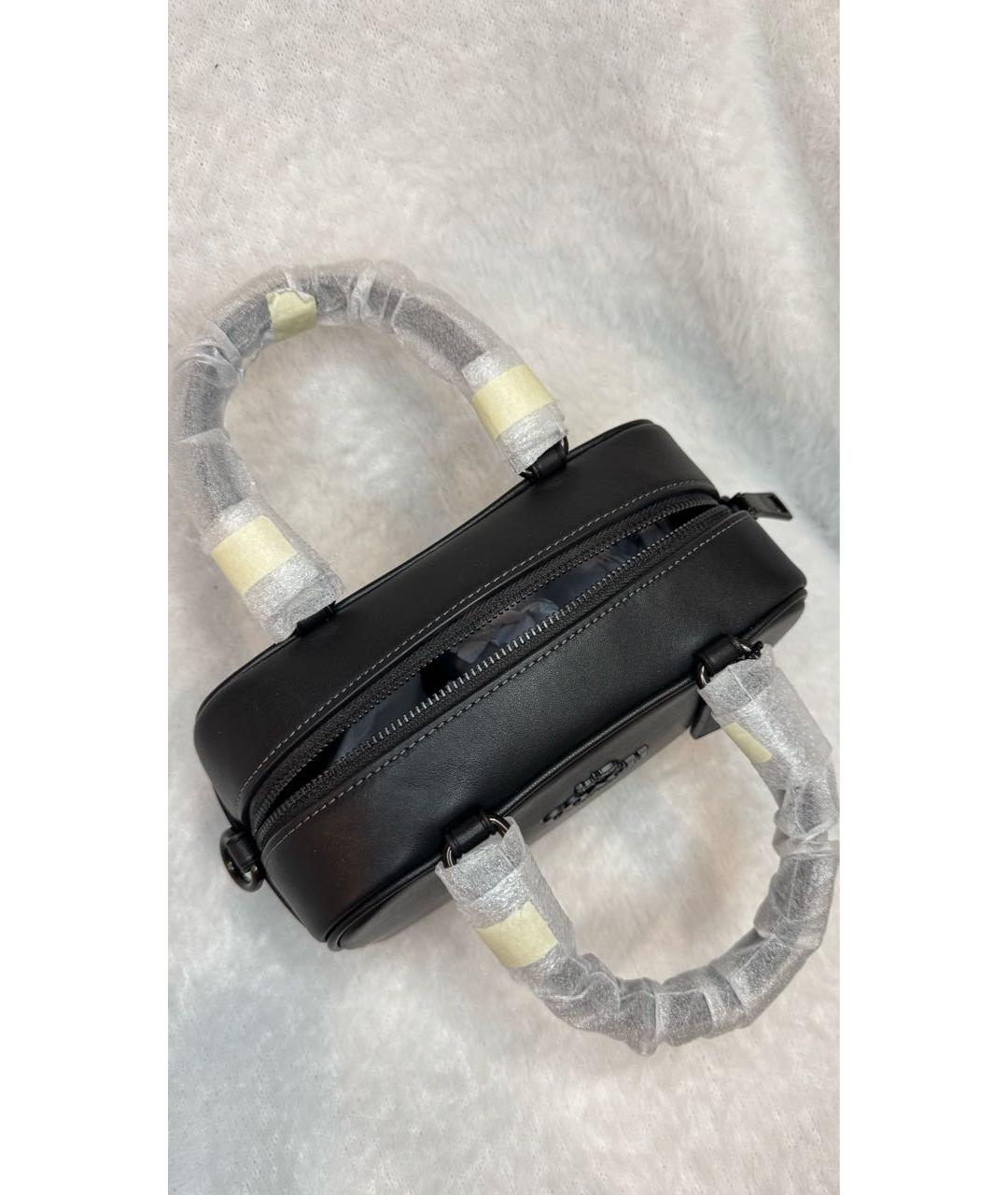 COACH Черная кожаная сумка с короткими ручками, фото 4