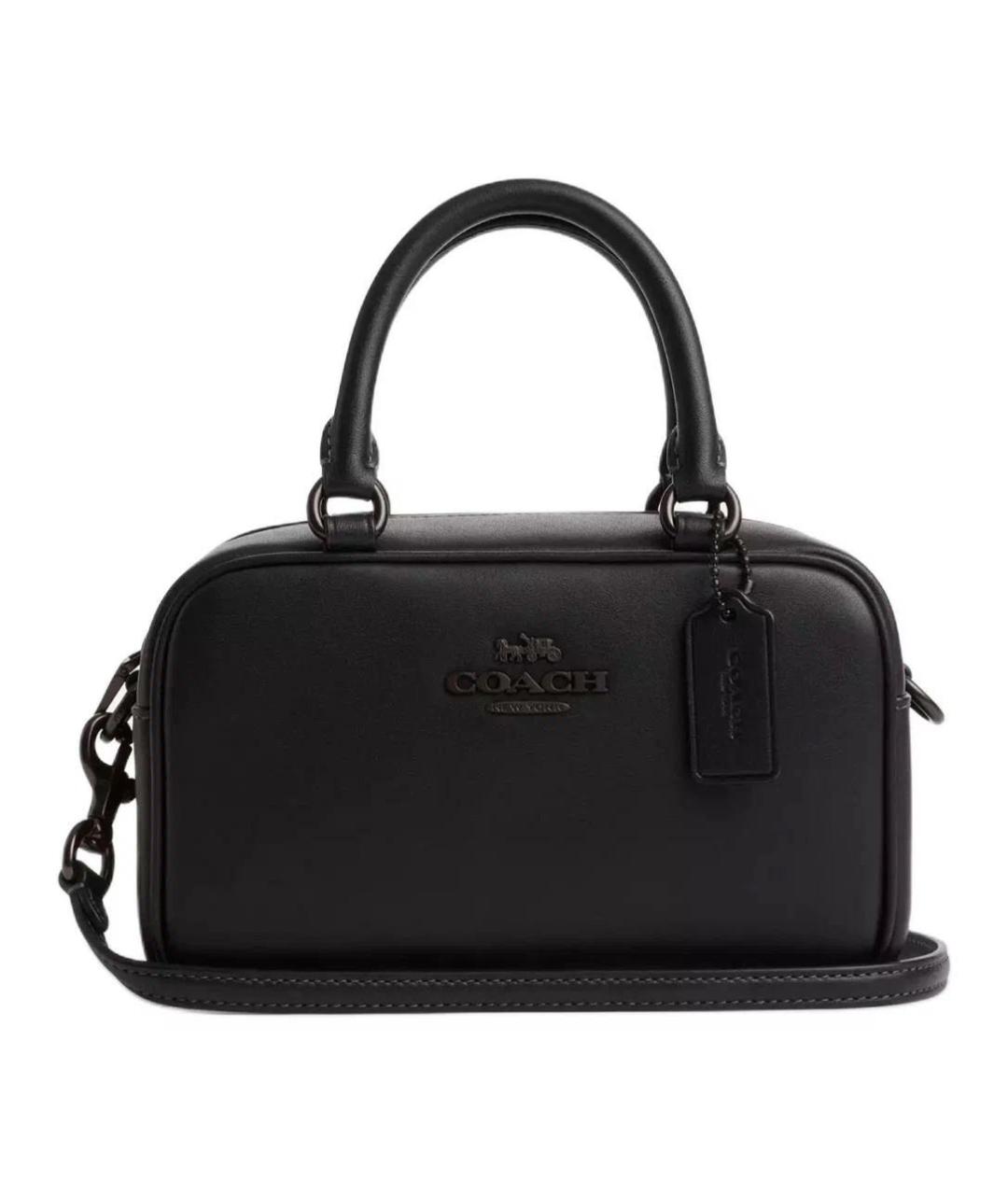 COACH Черная кожаная сумка с короткими ручками, фото 9