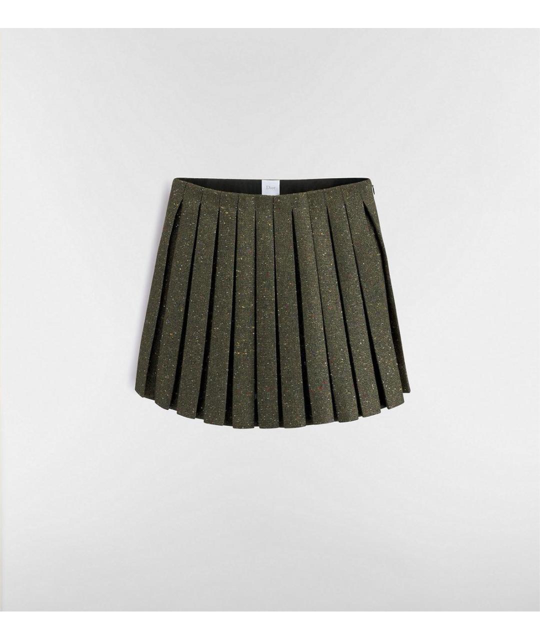 CHRISTIAN DIOR Хаки твидовая юбка мини, фото 4