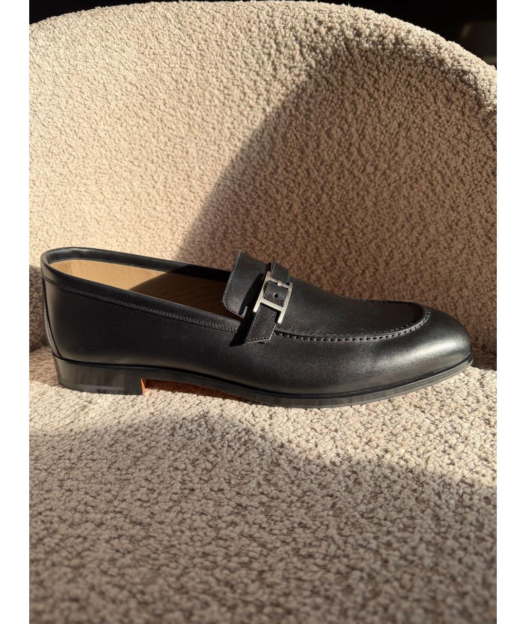 HERMES Черные кожаные лоферы, фото 5