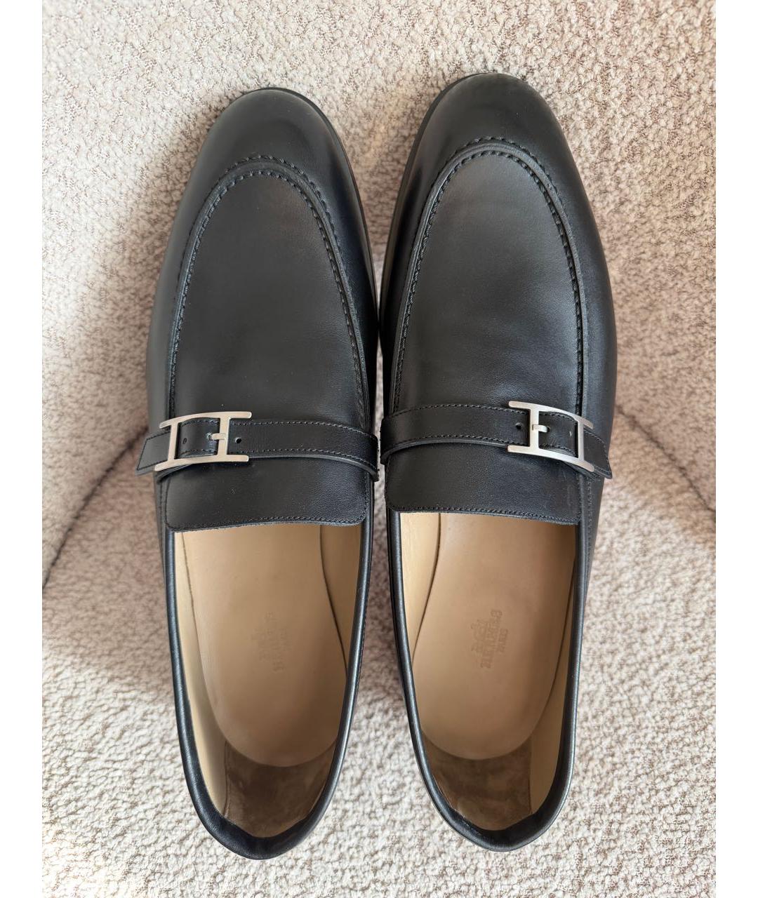 HERMES Черные кожаные лоферы, фото 3
