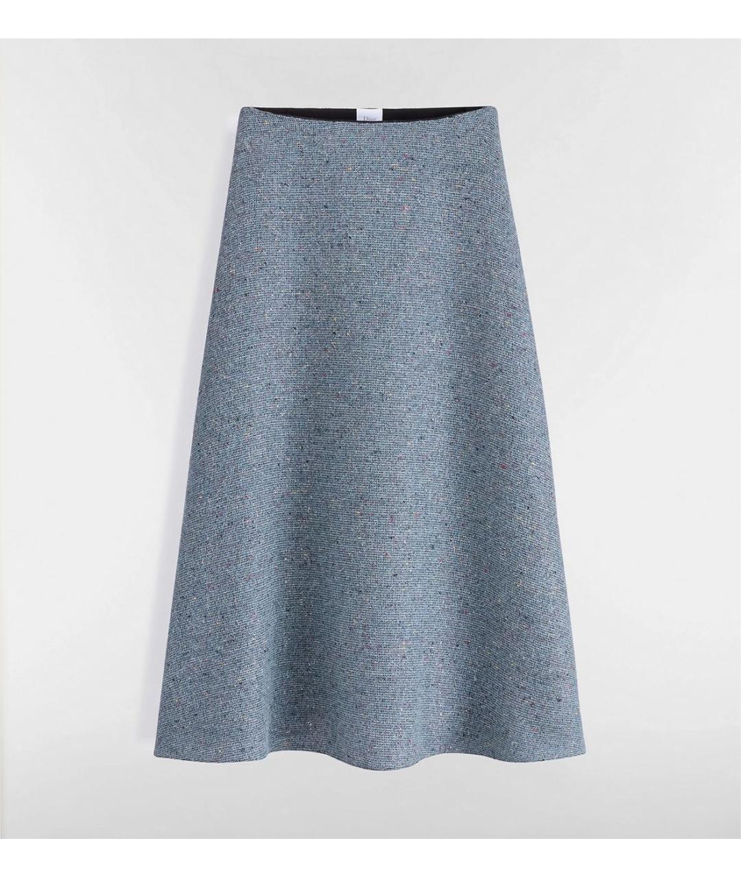CHRISTIAN DIOR Голубая твидовая юбка миди, фото 5