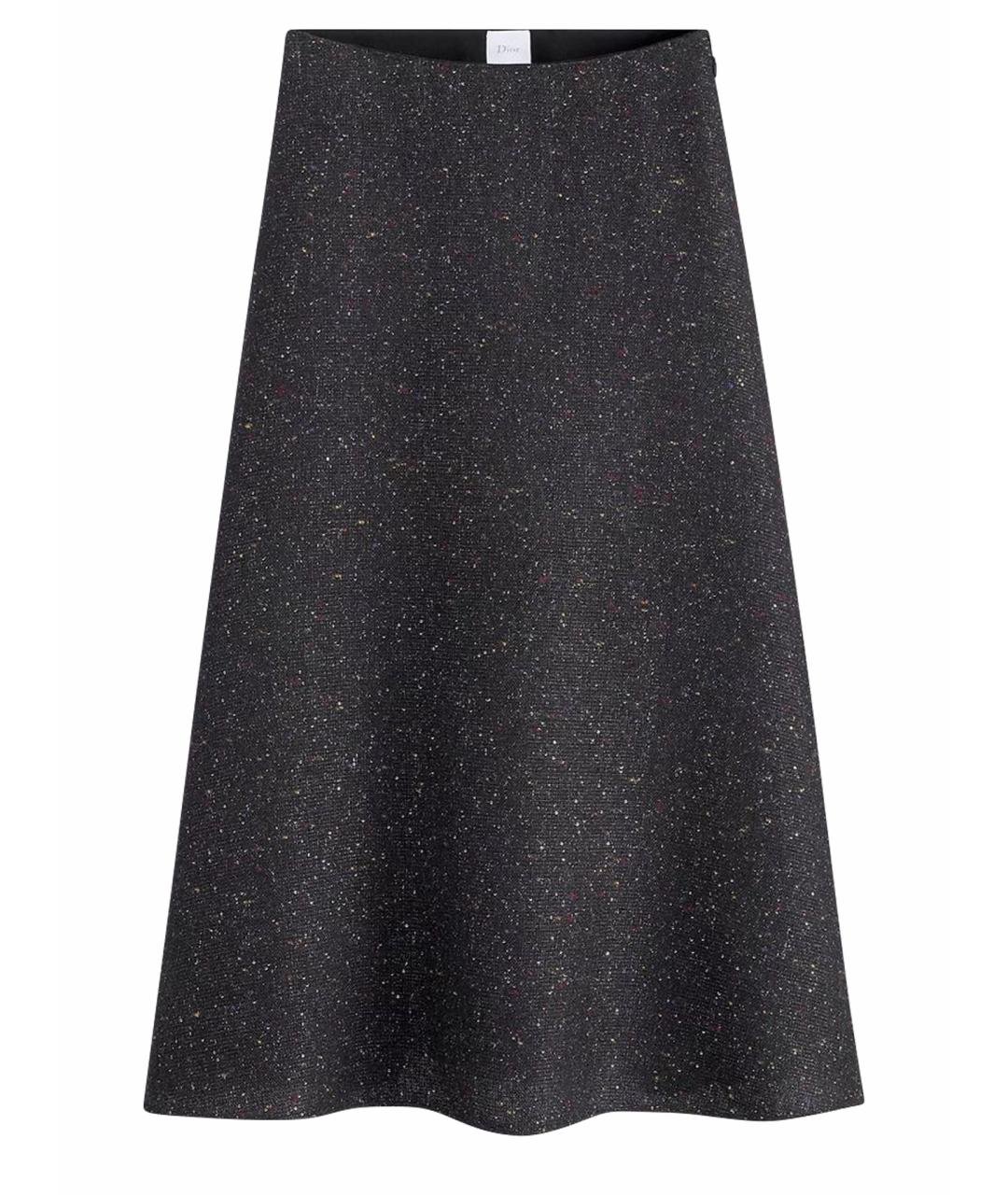 CHRISTIAN DIOR Черная твидовая юбка миди, фото 1