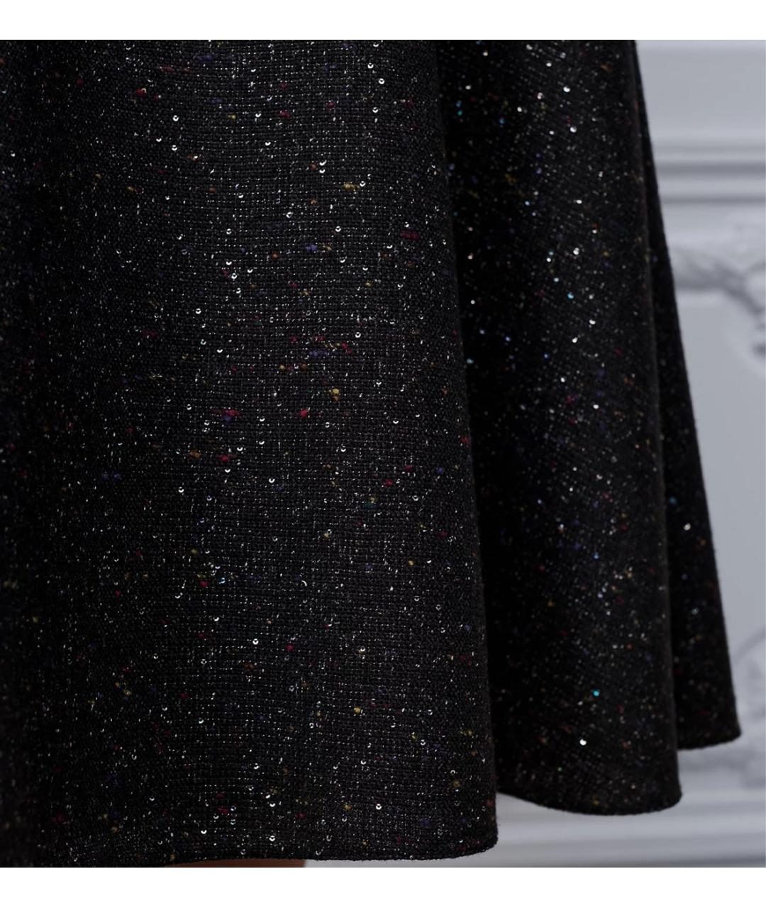 CHRISTIAN DIOR Черная твидовая юбка миди, фото 4