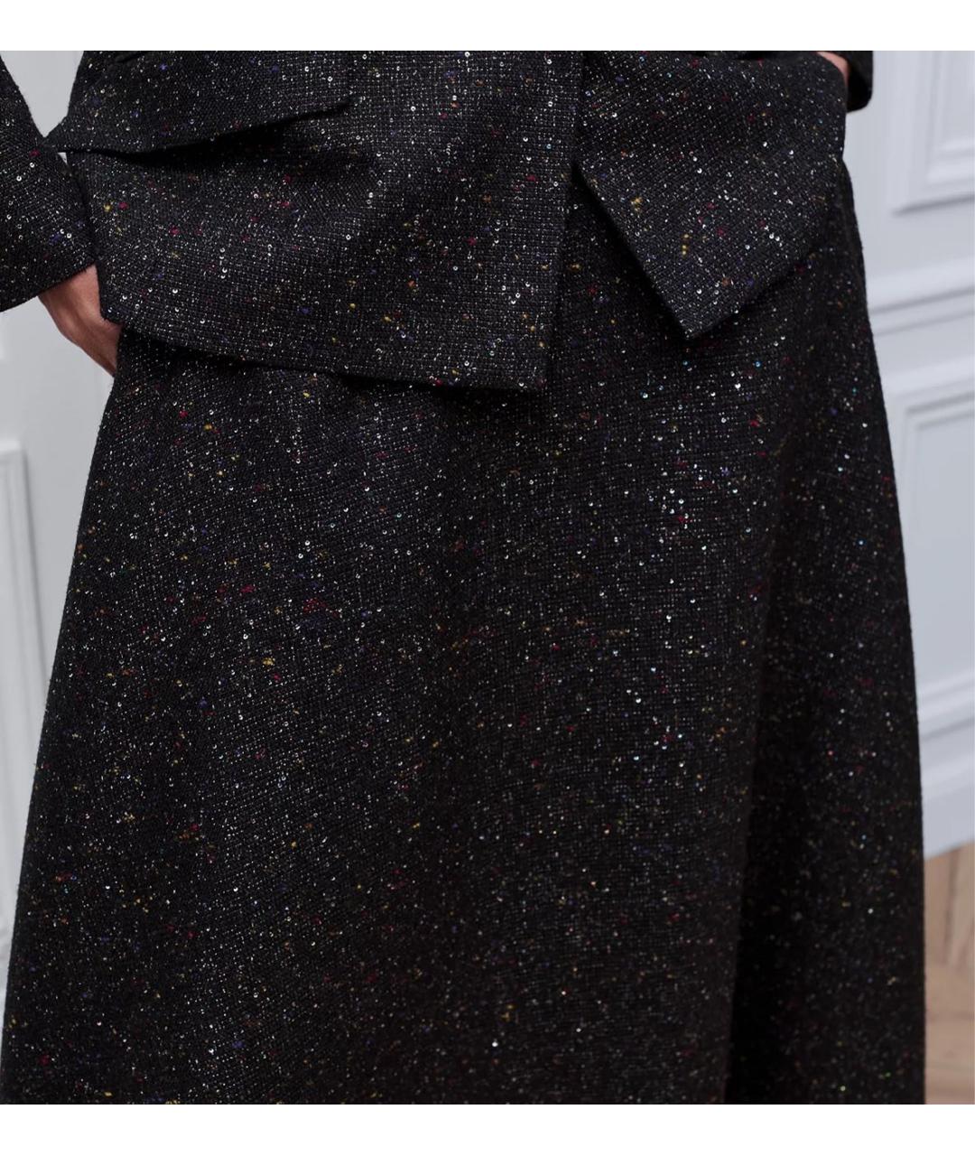 CHRISTIAN DIOR Черная твидовая юбка миди, фото 3