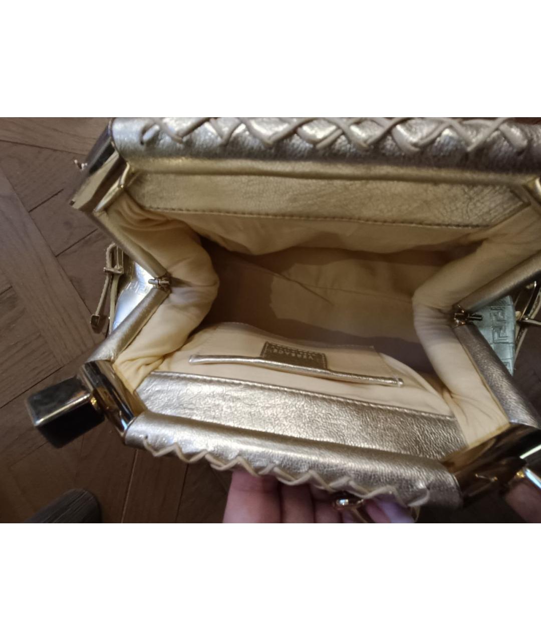 VERSACE Золотая кожаная сумка с короткими ручками, фото 4