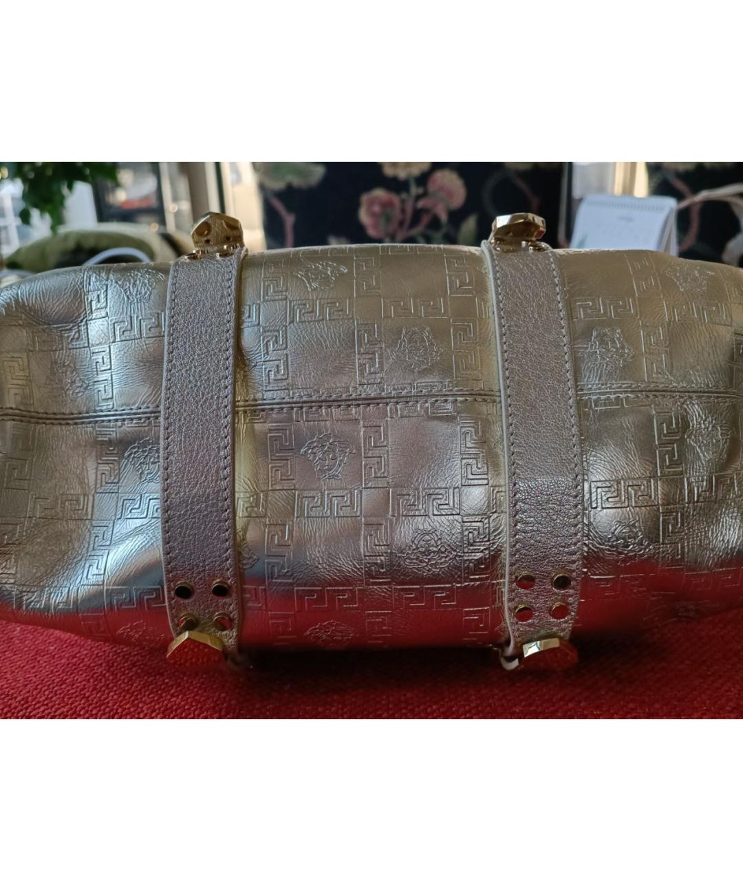 VERSACE Золотая кожаная сумка с короткими ручками, фото 8