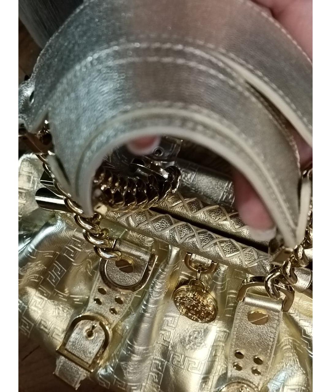 VERSACE Золотая кожаная сумка с короткими ручками, фото 3