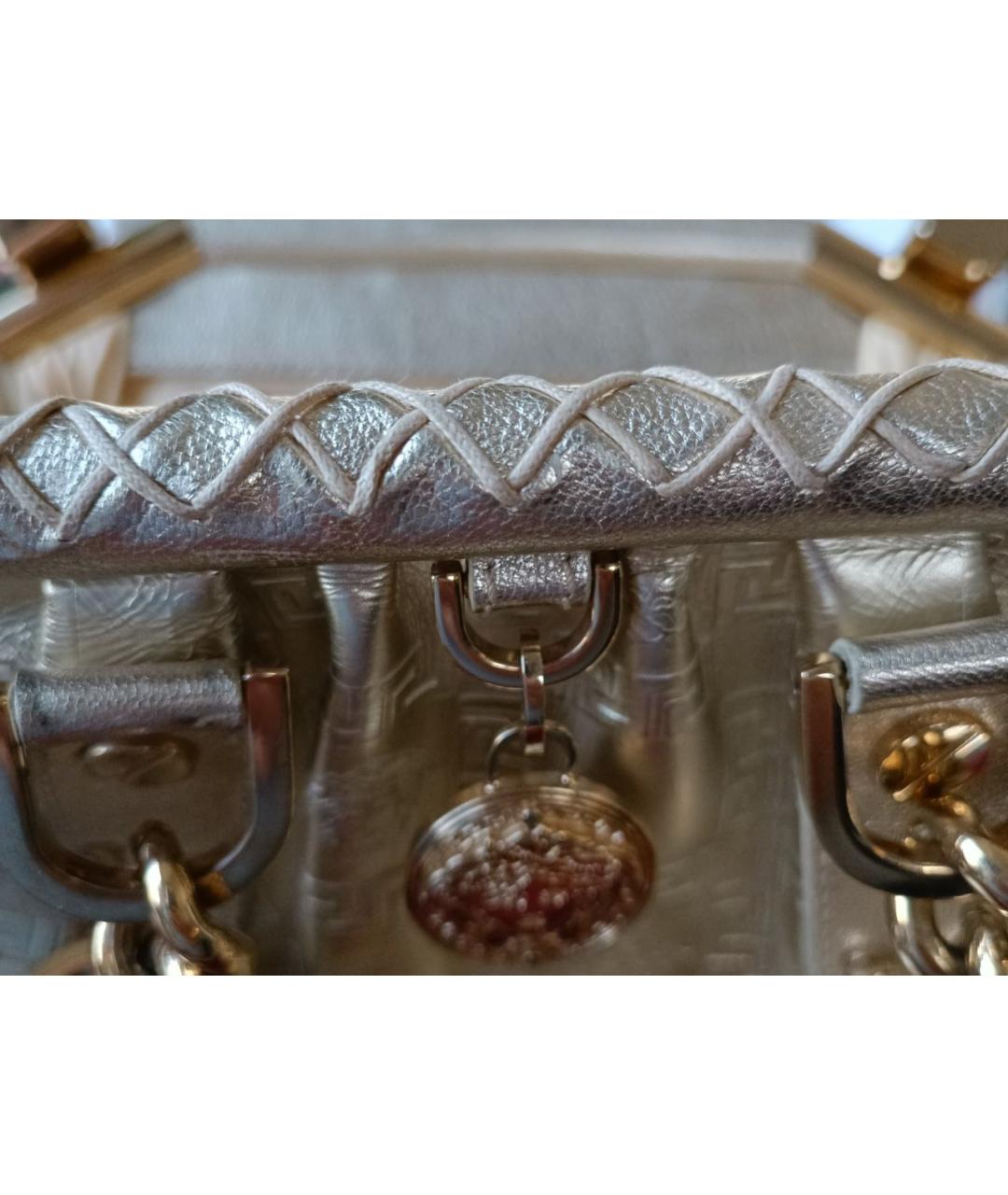 VERSACE Золотая кожаная сумка с короткими ручками, фото 7