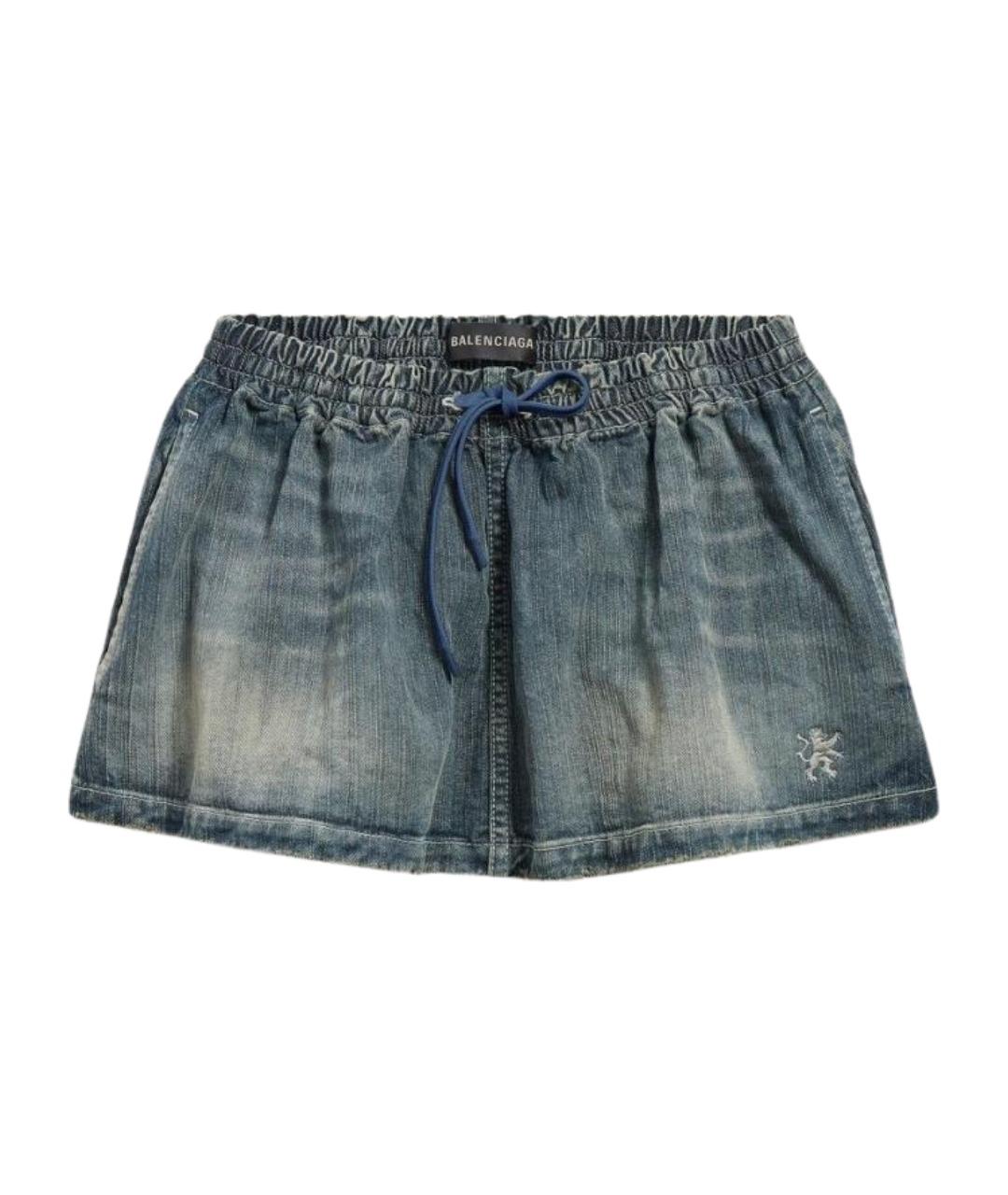 BALENCIAGA Синяя хлопковая юбка мини, фото 1