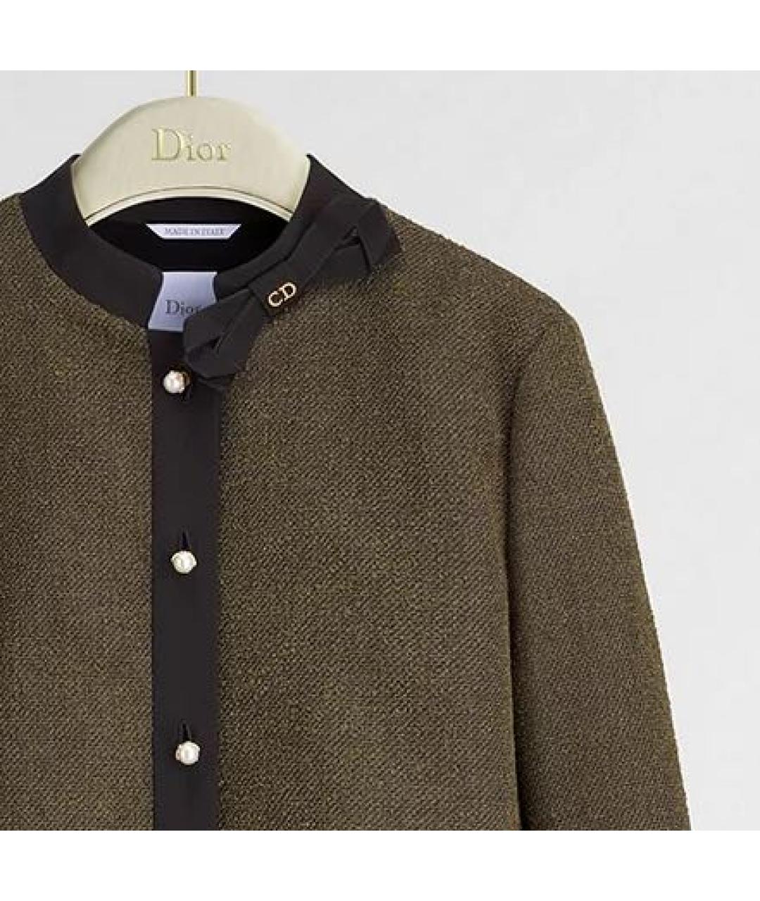CHRISTIAN DIOR Хаки шерстяной жакет/пиджак, фото 2