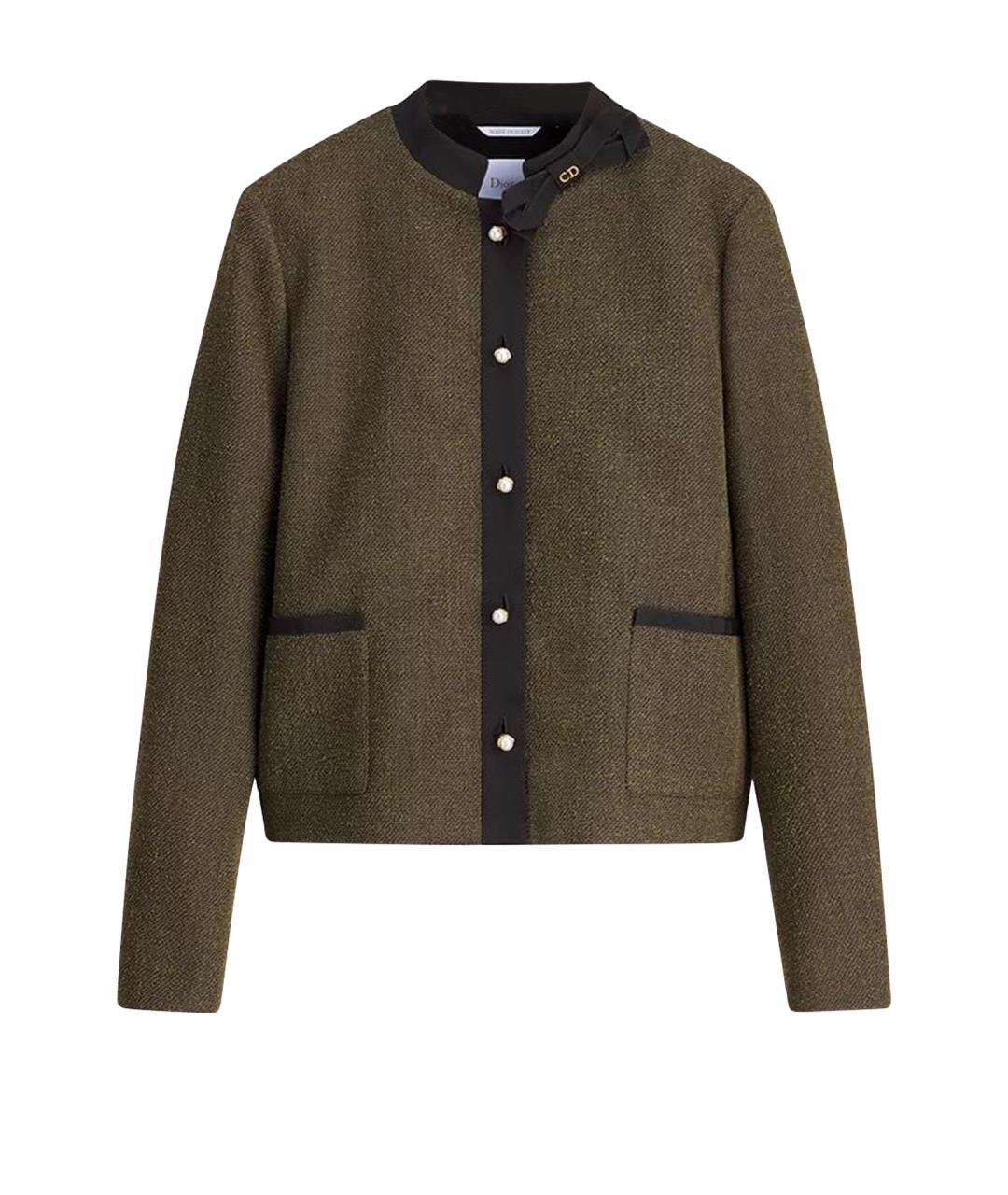 CHRISTIAN DIOR Хаки шерстяной жакет/пиджак, фото 1